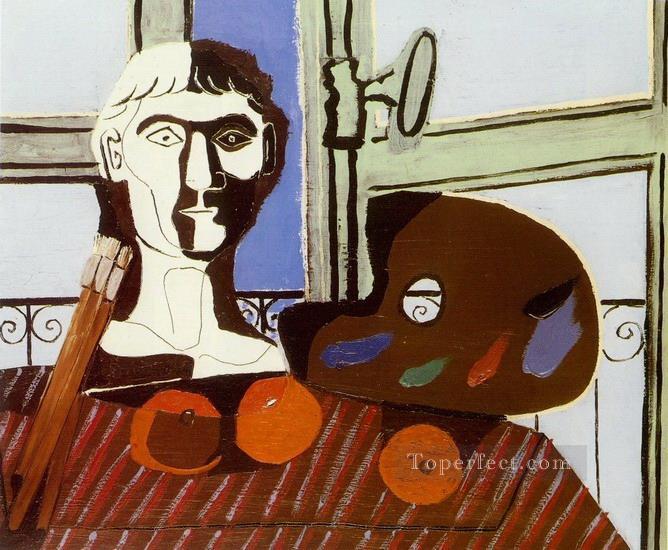 胸像とパレット 1925 年キュビズム パブロ・ピカソ油絵